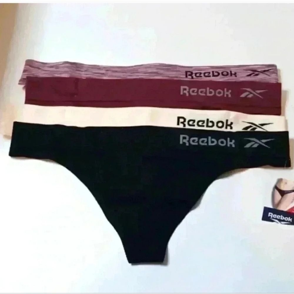 Reebok Women's Thong Panties - Black, Cream, Burgundy, Pink